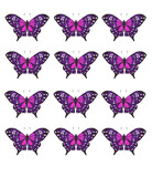 Set of tropical pink butterflies for printing