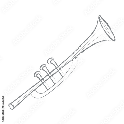 Drawn trumpet on white background