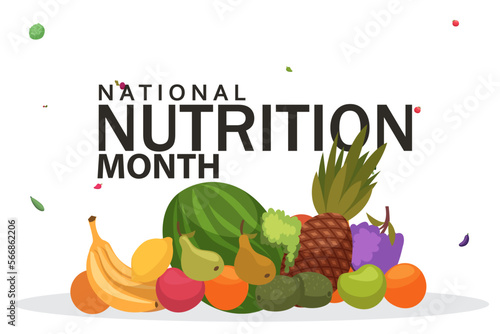 National Nutrition Month,  International nutrition week day with fruit and vegetable
