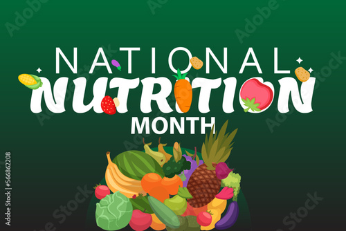 National Nutrition Month,  International nutrition week day with fruit and vegetable
