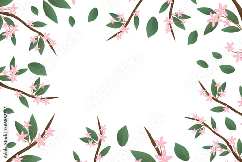 Wallpaper Mural Frame made of beautiful tree branches on white background with space for text Torontodigital.ca