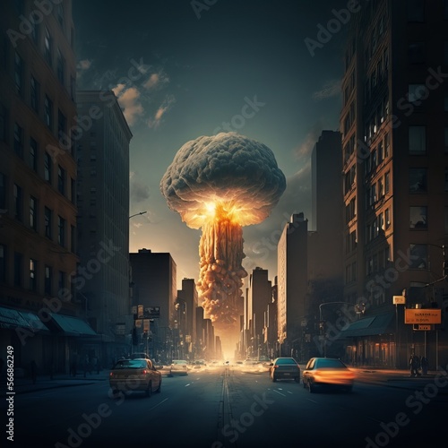 nuclear explosion in the middle of a city