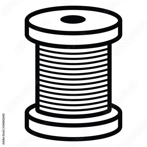 Roll of thread on spool line art vector icon for craft apps and websites