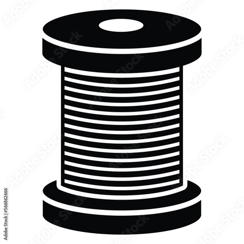 Roll of thread on spool flat vector icon for craft apps and websites