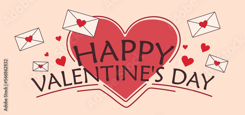 Envelopes with text HAPPY VALENTINE'S DAY on light background