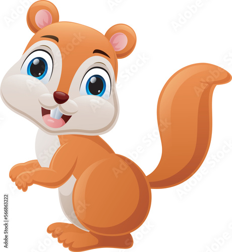 Cute little squirrel cartoon on white background