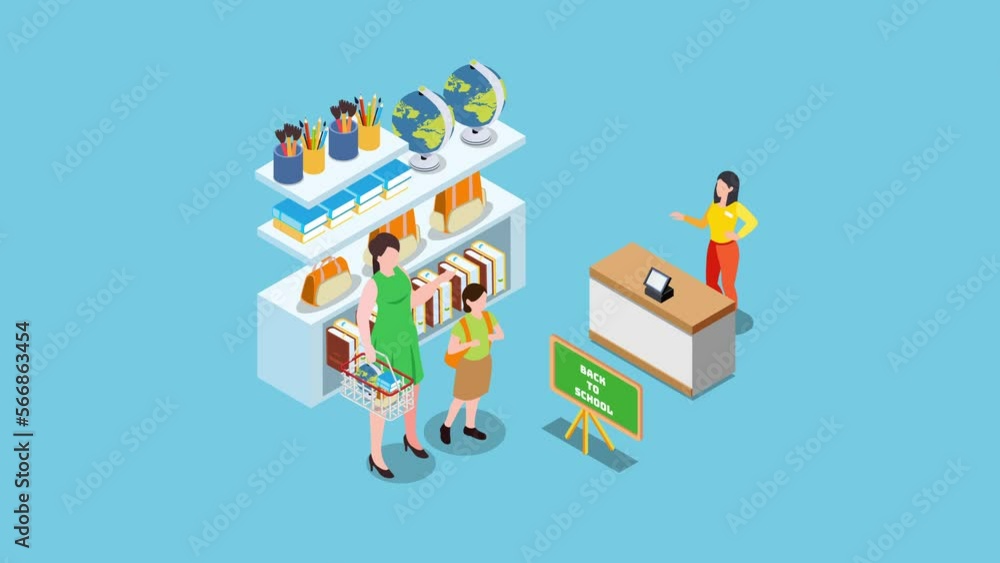 Stationery Shop for Buying School Supplies 3d animation Stationery Shop for Buying School Supplies 3d animation