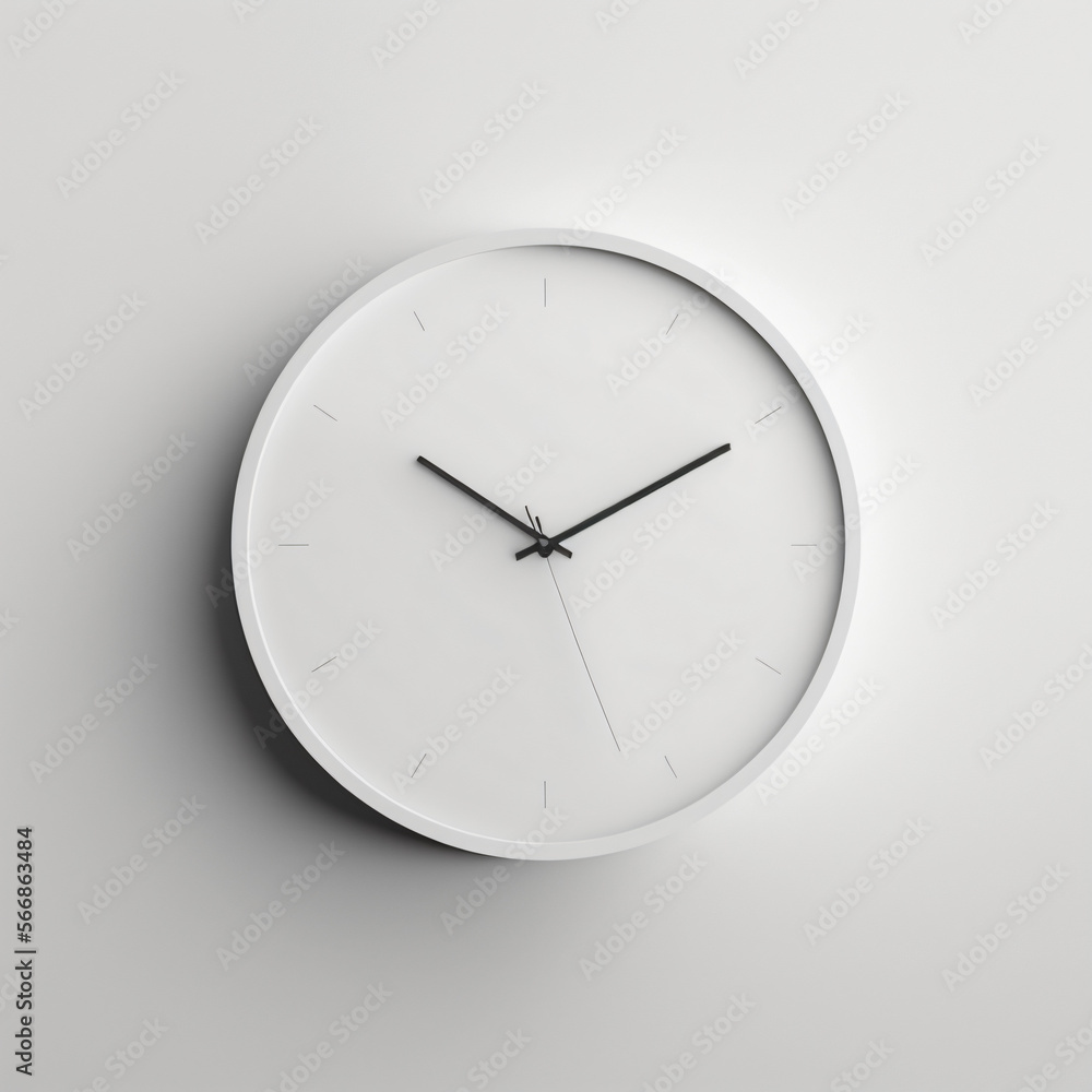 wall clock blank template mockup isolated on a white background Generative Ai