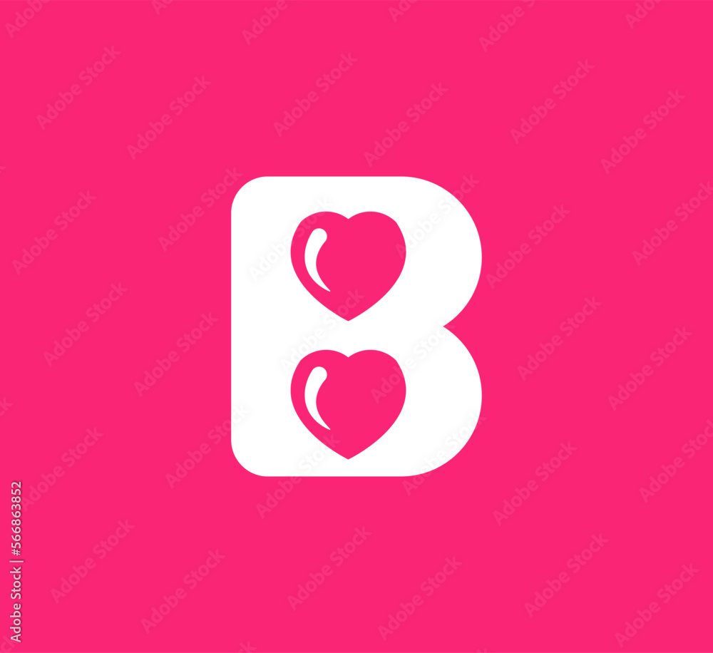 Letter B heart logo icon design template