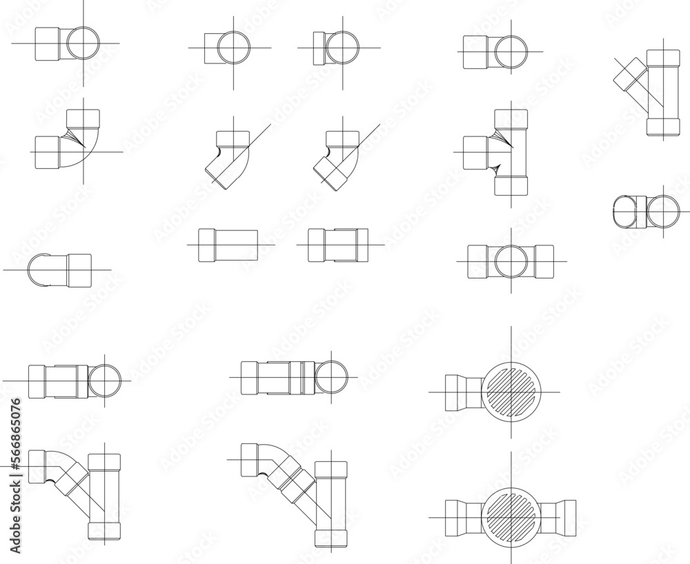 Fototapeta premium Vector illustration sketch of pvc pipe joints