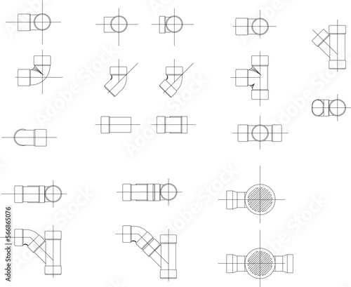 Vector illustration sketch of pvc pipe joints