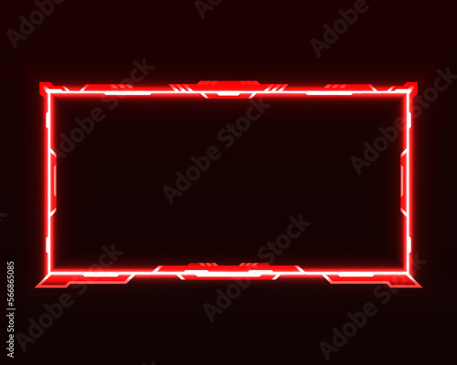Futuristic neon red border stream overlay screen panel frame template