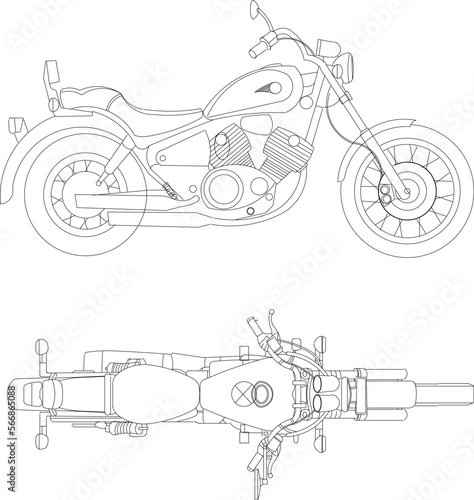 Vector sketch of a classic touring motorcycle