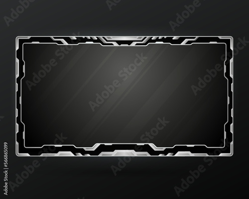 Abstract silver border live stream overlay webcam screen gui panel for video broadcast