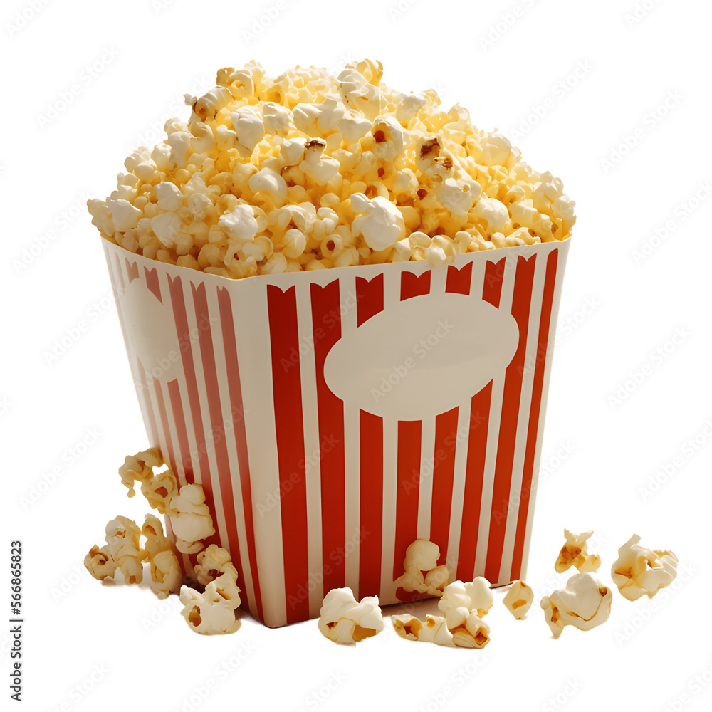 popcorn bucket isolated on transparent background png Stock