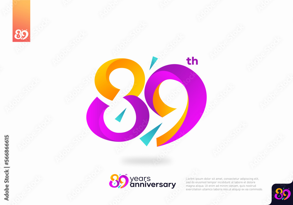 Number 89 logo icon design, 89th birthday logo number, anniversary 89 Number 89 logo icon design, 89th birthday logo number, anniversary 89
