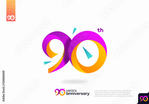Number 90 logo icon design, 90th birthday logo number, anniversary 90 photo