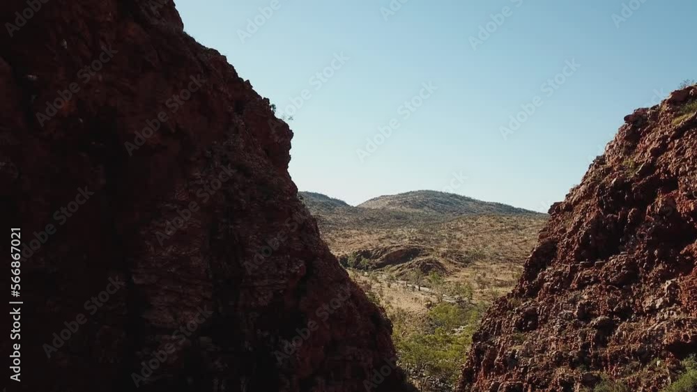 Flying Between Two Rock Mountains, Aerial Flying Between Two Rock Mountains, Aerial