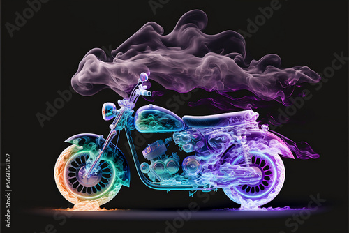 Fire & Ice Neon Motorrad Design / Wallpaper photo