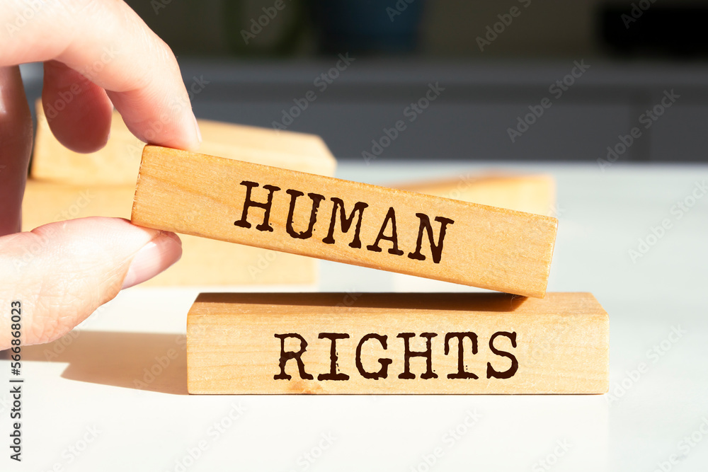 Wooden blocks with words 'Human rights'. Wooden blocks with words 'Human rights'.
