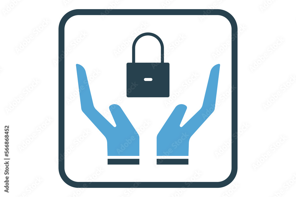 Security icon illustration. Hand icon with padlock. icon related to protection. Solid icon style. Simple vector design editable Security icon illustration. Hand icon with padlock. icon related to protection. Solid icon style. Simple vector design editable