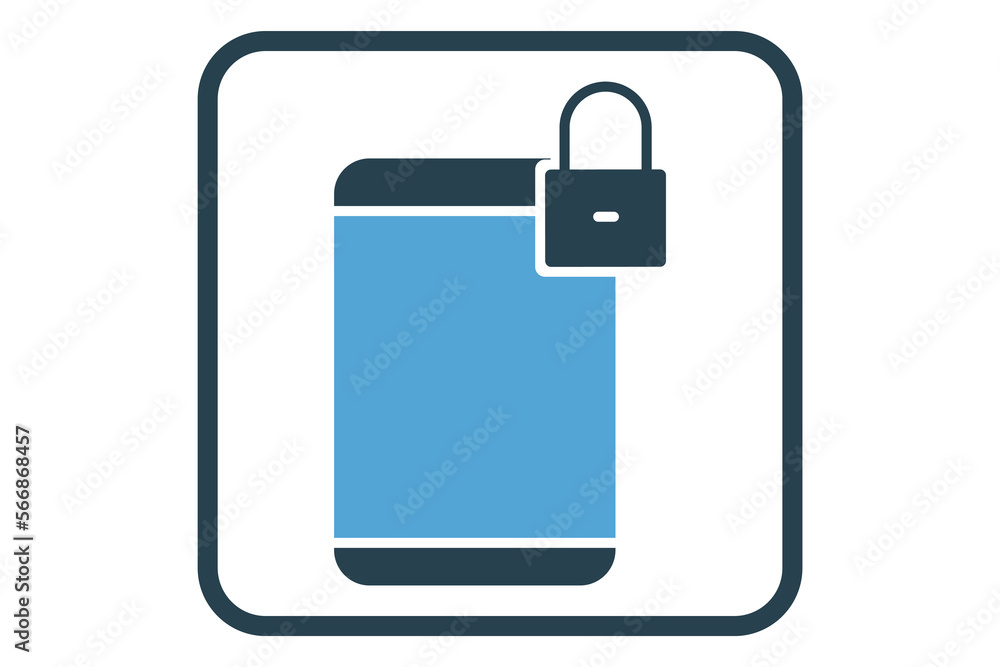 Secure system icon illustration. Mobile phone icon with padlock. icon related to Security. Solid icon style. Simple vector design editable Secure system icon illustration. Mobile phone icon with padlock. icon related to Security. Solid icon style. Simple vector design editable