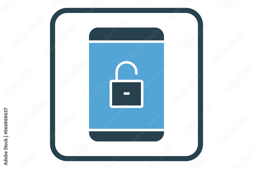 open system icon illustration. Mobile phone icon with padlock. icon related to security. Solid icon style. Simple vector design editable open system icon illustration. Mobile phone icon with padlock. icon related to security. Solid icon style. Simple vector design editable
