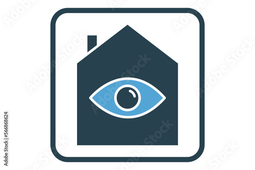 Home protection icon illustration. House icon with eye. icon related to security. Solid icon style. Simple vector design editable