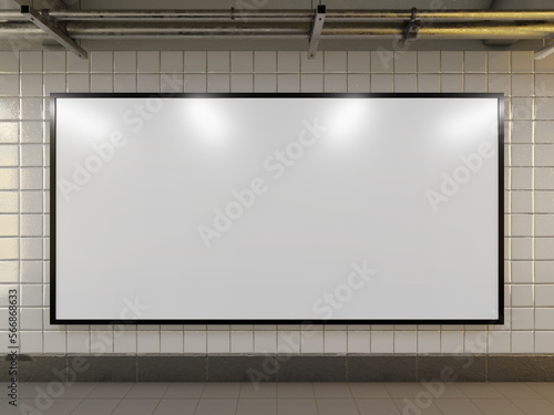 Fototapeta Naklejka Na Ścianę i Meble -  Realistic Indoor Billboard Isolated Mockup in Front View
