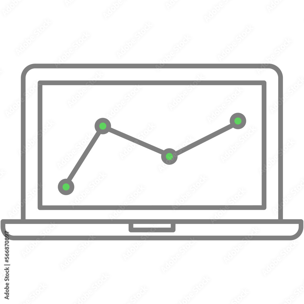 Laptop with graph vector chart on computer screen Laptop with graph vector chart on computer screen