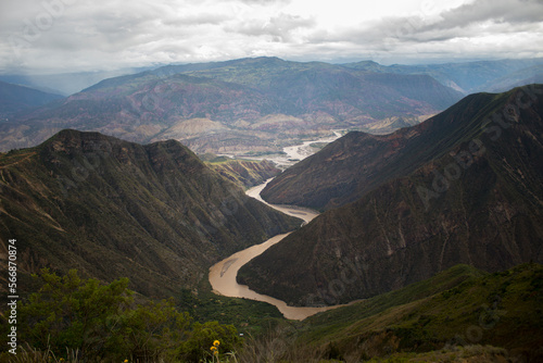 Panoramic view of the Mantaro river from the Watuscalle canyon, Huanta, Peru photo