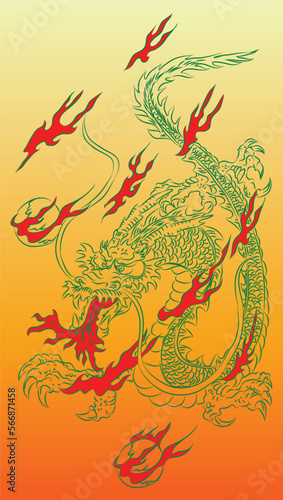 chinese dragon vector illustration tattoo flash 