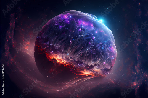 Stunning Violet Intergalactic Space Scene