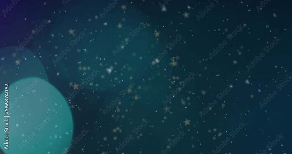 Animation of stars and snow falling over light spots on black background Animation of stars and snow falling over light spots on black background