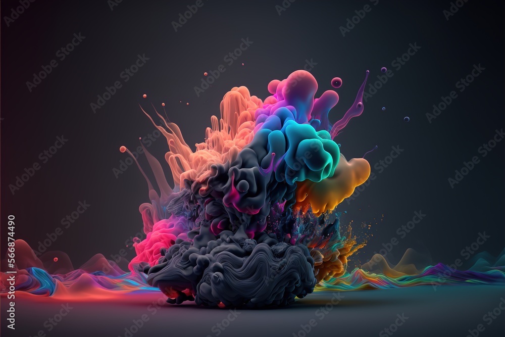 Scattered candy as colorful wallpaper, liquid, magic created with generative ai technology
