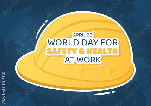 World Day Of Safety and Health at Work on April 28 Illustration with Mechanic Tool in Flat Cartoon Hand Drawn for Web Banner or Landing Page Template