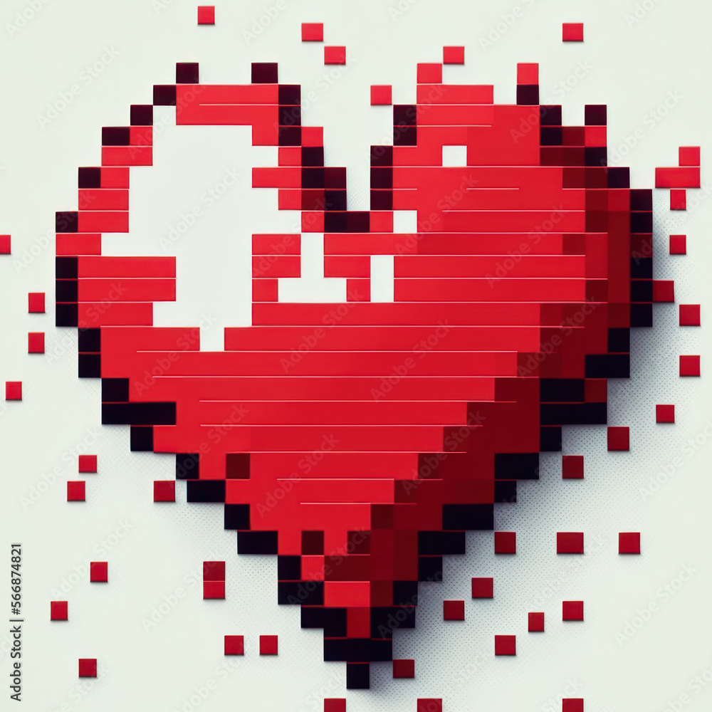 Obraz premium Valentine card background pixel art style graphic generative ai.