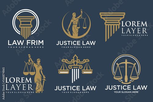 Set lawyer Logo Template vector symbol nature