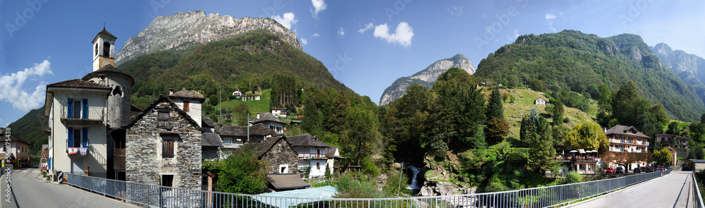 Lavertezzo in Verzasca valley, Ticino, Switzerland panorama Lavertezzo in Verzasca valley, Ticino, Switzerland panorama