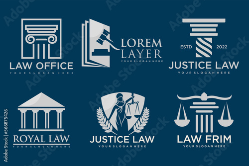 Set law logo and icon design template