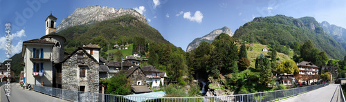 Lavertezzo in Verzasca valley, Ticino, Switzerland panorama