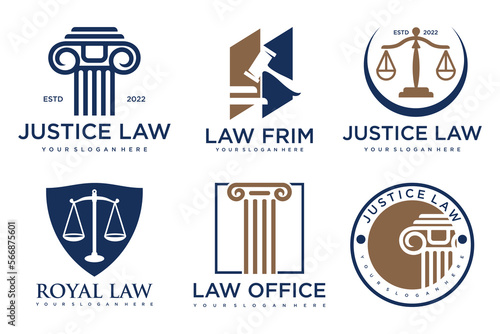 Set law logo and icon design template