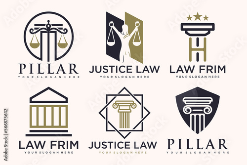 Set law logo and icon design template
