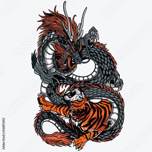 Dragon Vs Tiger Illustration