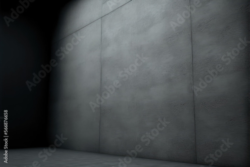Concrete wall and floor background. Generative AI.