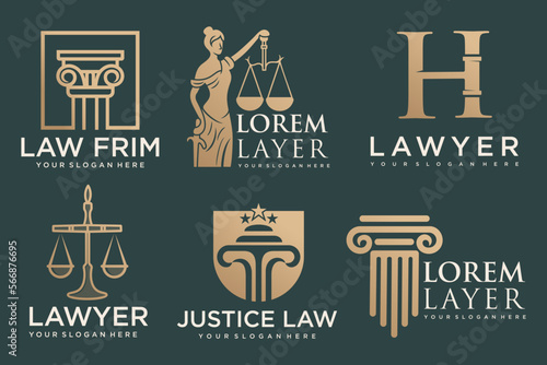 Lawyer icon set logo design with creative element style