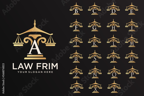 Lawyer icon set logo design with creative element style