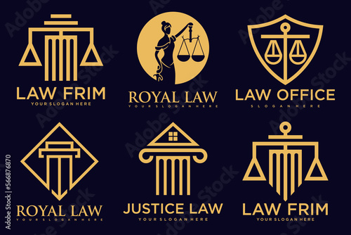 Lawyer icon set logo design with creative element style
