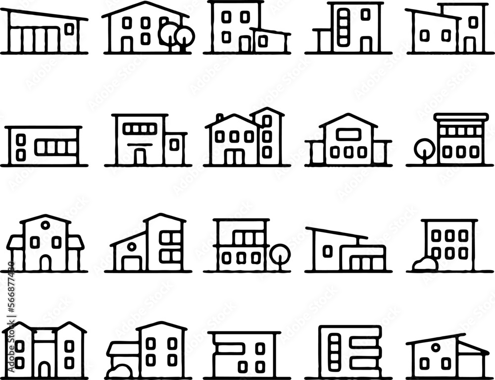 house icons set vector free download
