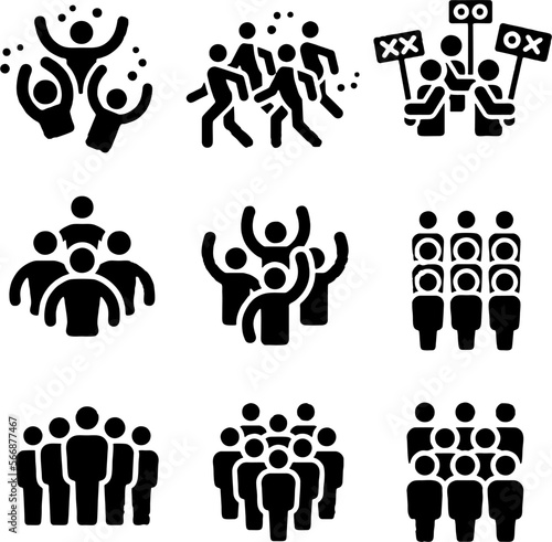 Vector set of icon silhouettes of people worker on company
